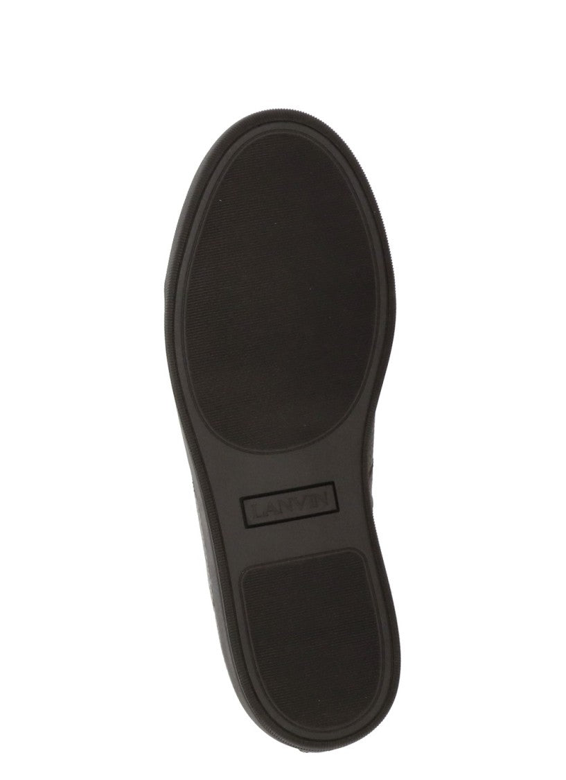Lanvin Brown Textured Leather Low-Top Sneakers