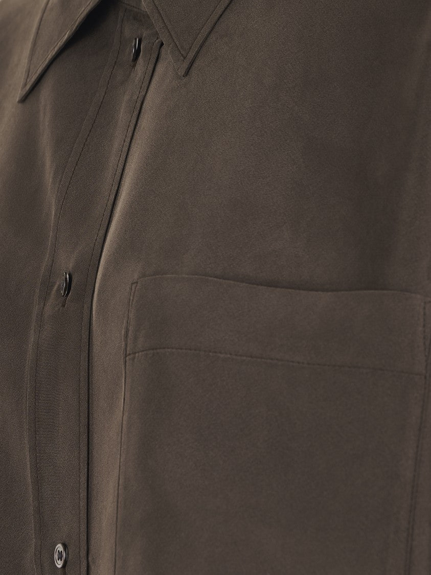 Soeur Relaxed Fit Brown Shirt With Classic Collar