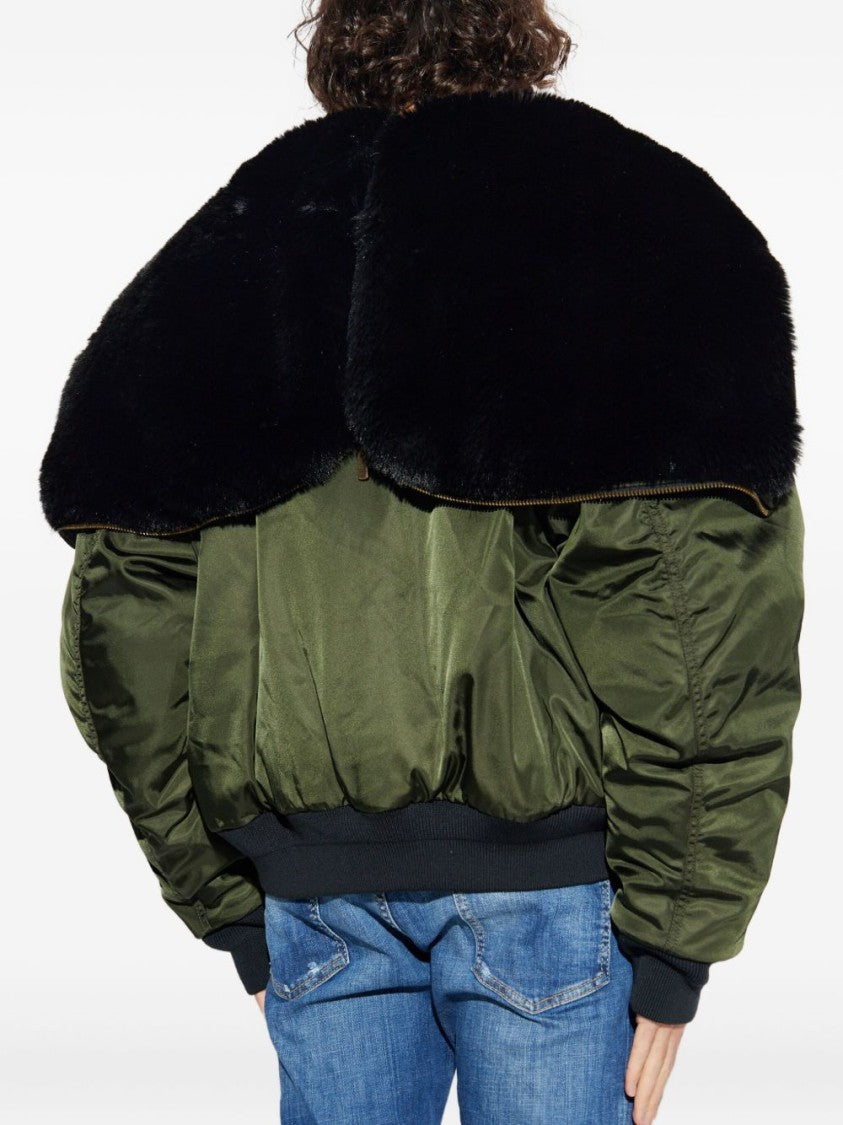 Dsquared2 Khaki Fur Trim Hooded Jacket