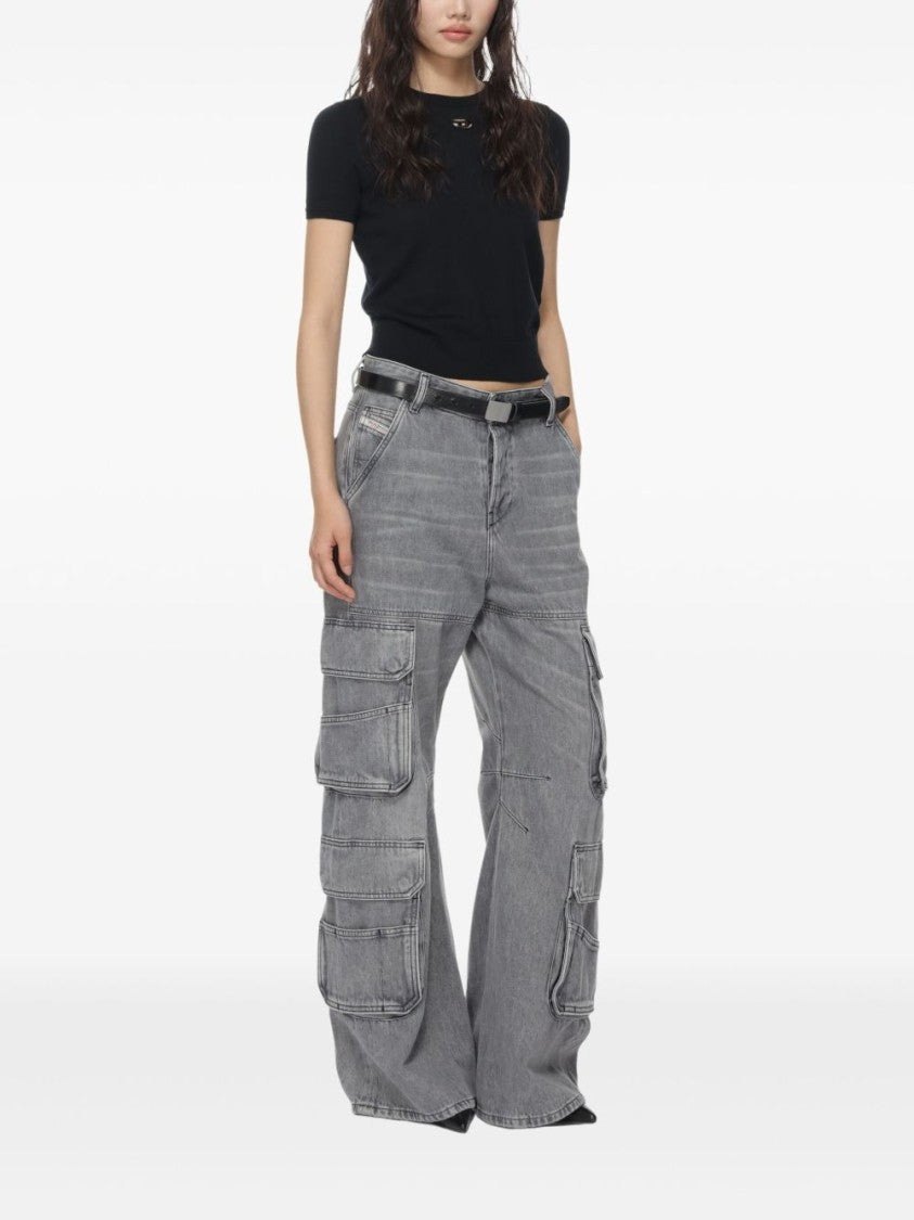 Diesel Black Embroidered Logo Short Sleeve Top
