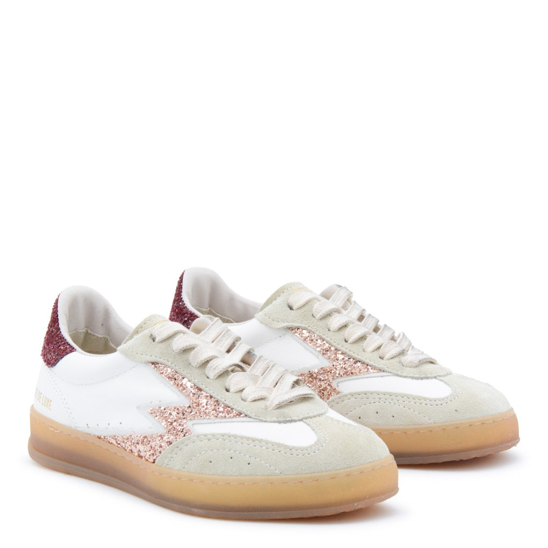 Moaconcept White And Red Sneakers From Moaconcept Featuring Round Toe, Laces Fastening, Decorations And Leather Sole.