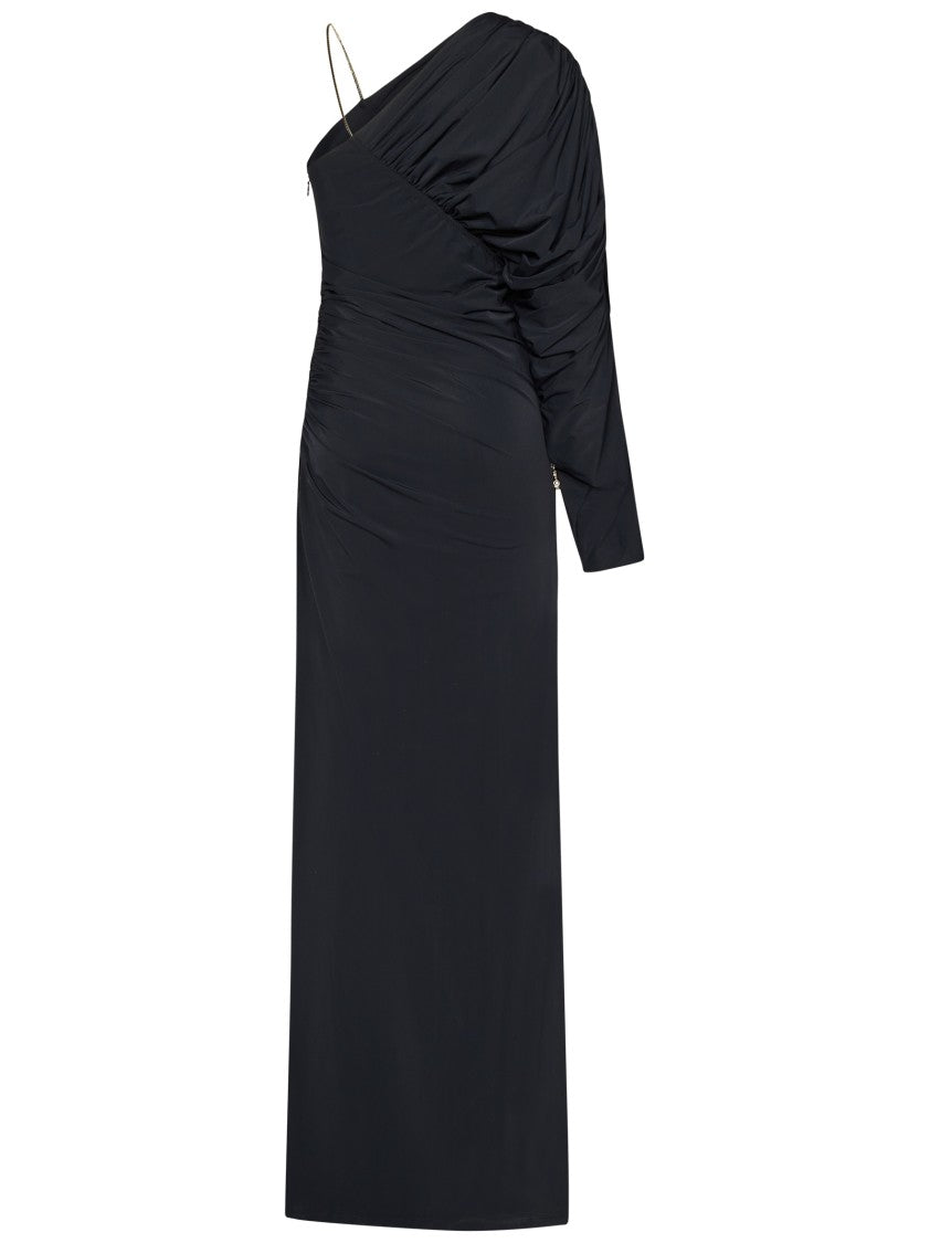 Danamè One-Shoulder Black Stretch Jersey Maxi Dress