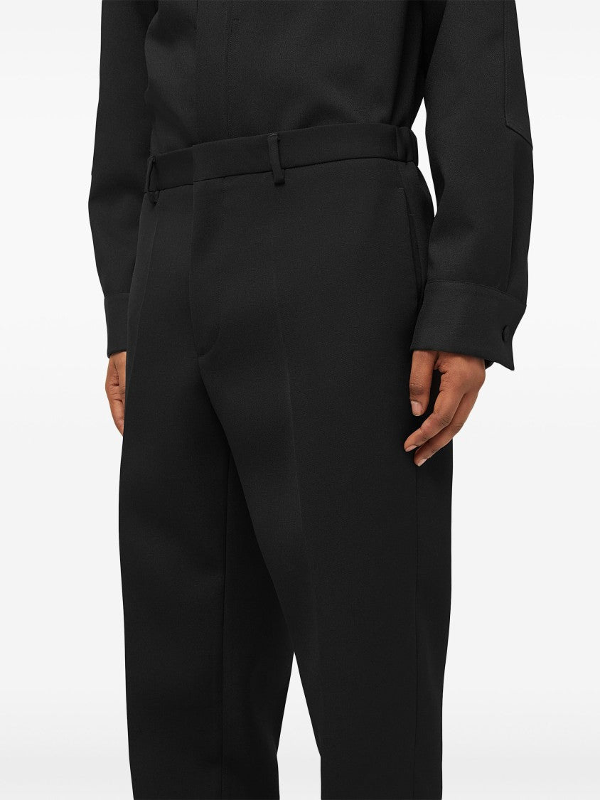 Jil Sander Black Tapered Wool Gabardine Trousers