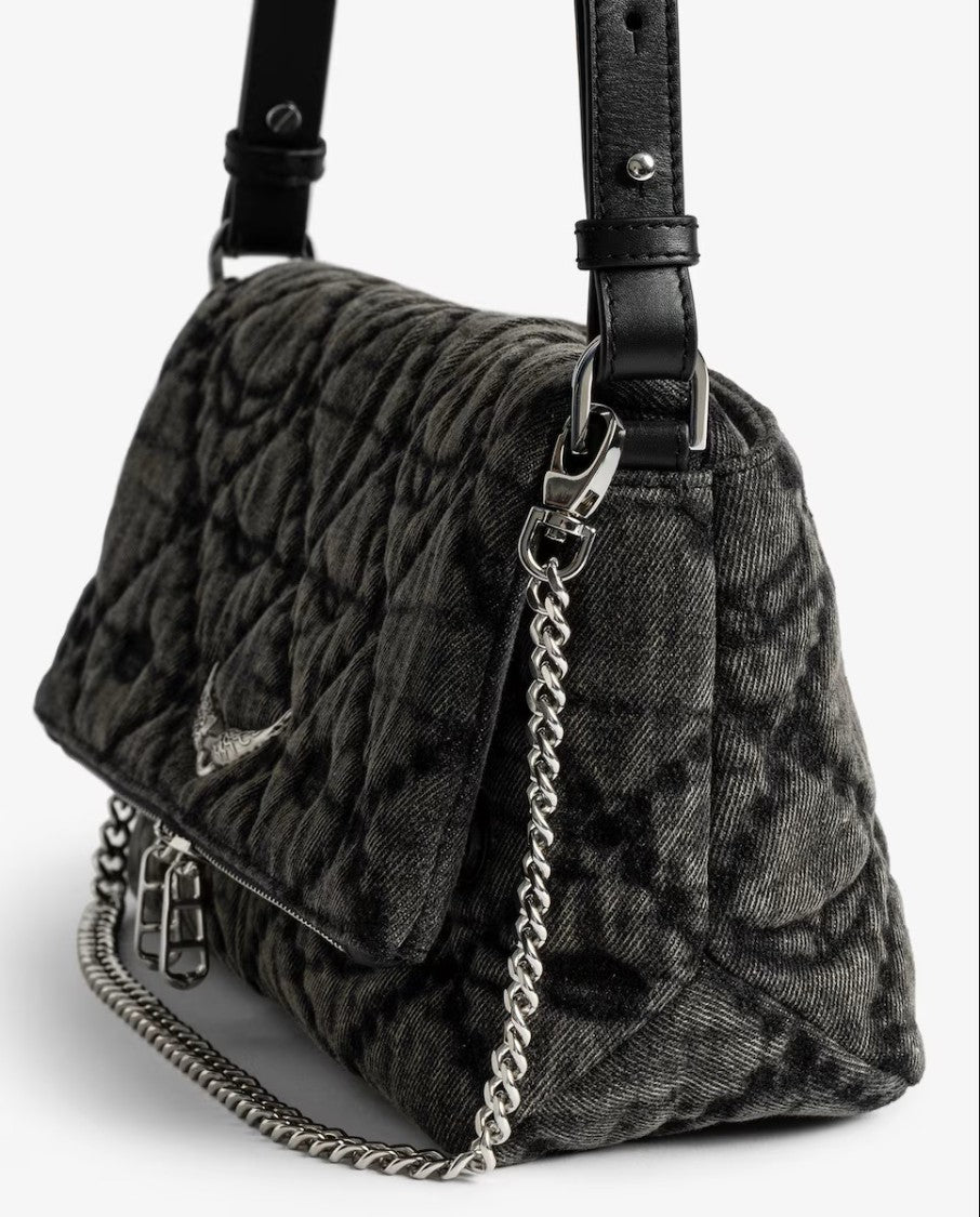 Zadig & Voltaire Rocky Ii Denim Monogram Shoulder Bag