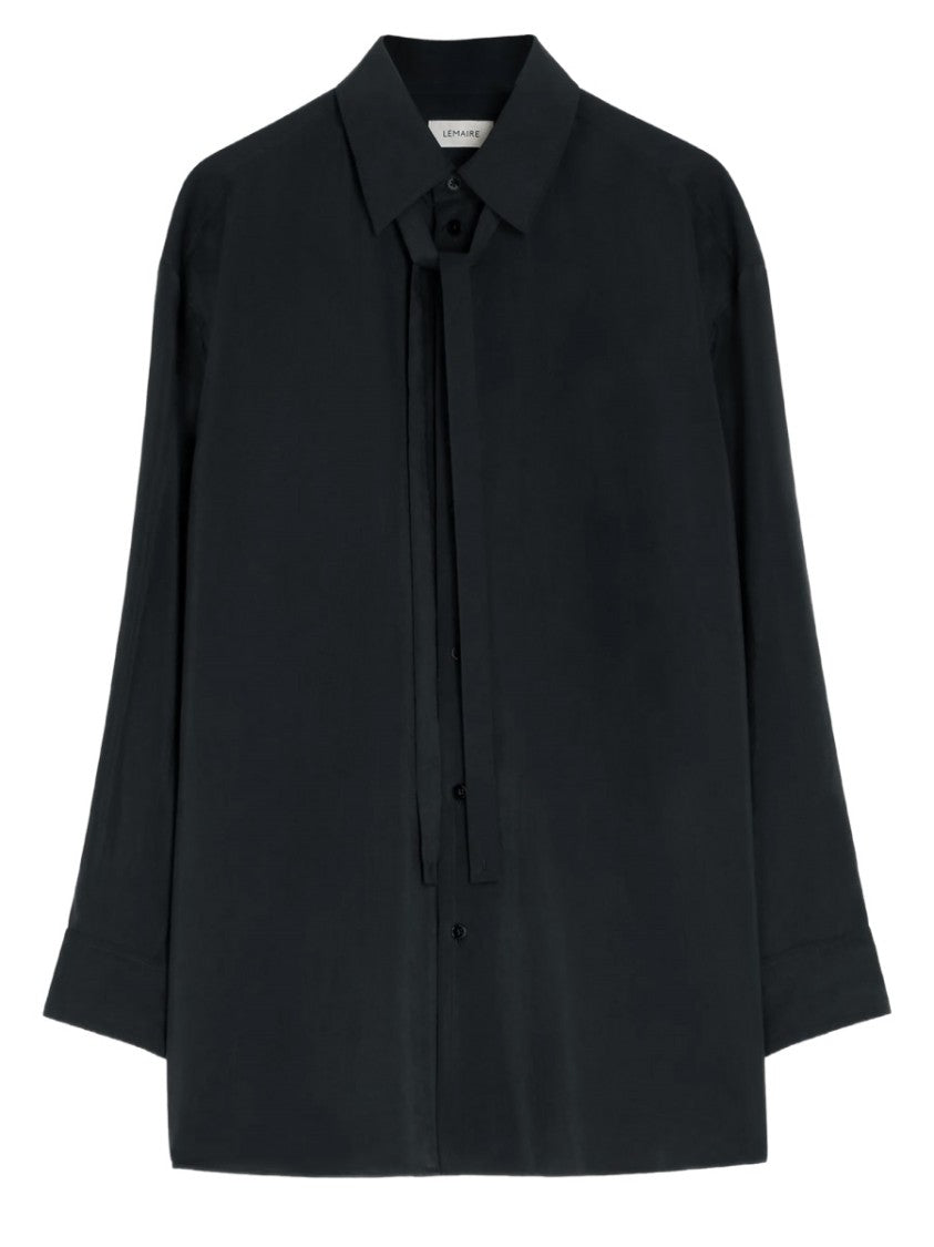 Lemaire Neutrals Neckline Tie Detail Silk-Blend Shirt