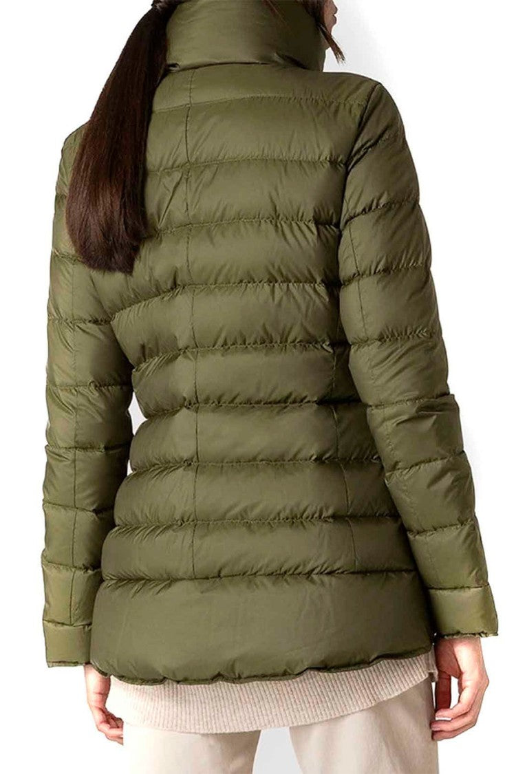 Peuterey Olive Green Funnel-Collar Quilted Polyester Puffer Jacket