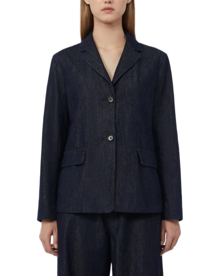 Max Mara Tailored Dark Blue Denim-Like Jacket