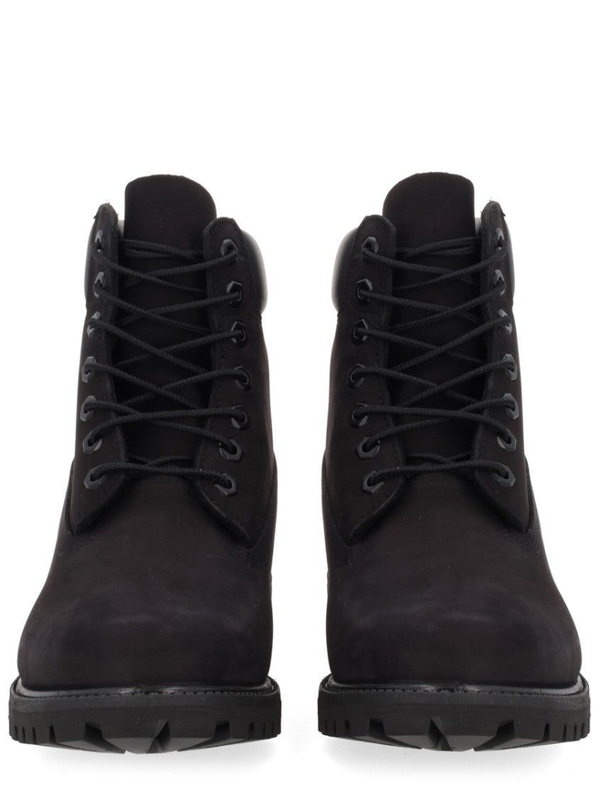 Timberland Rugged Black Leather Boots With Padded Collar