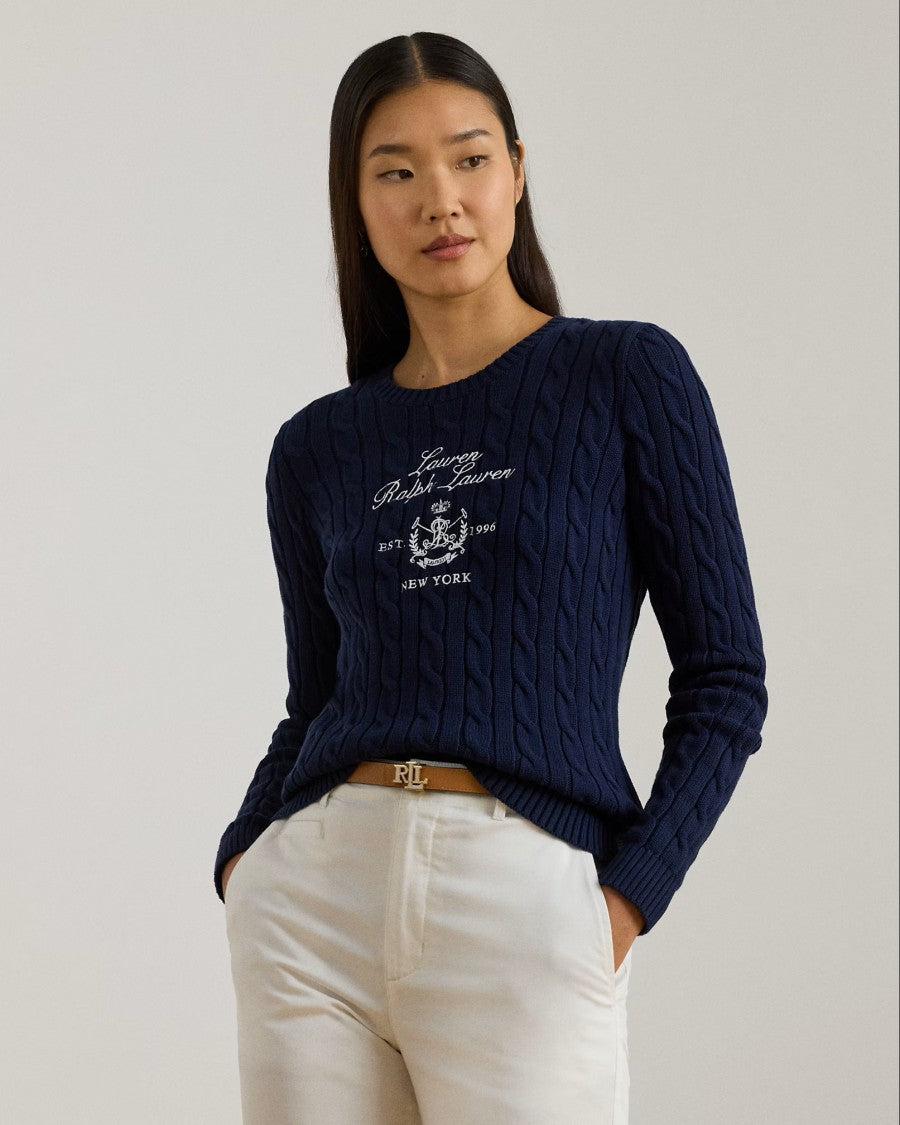 Lauren Ralph Lauren Navy Blue Rinett Cotton Pullover Sweater