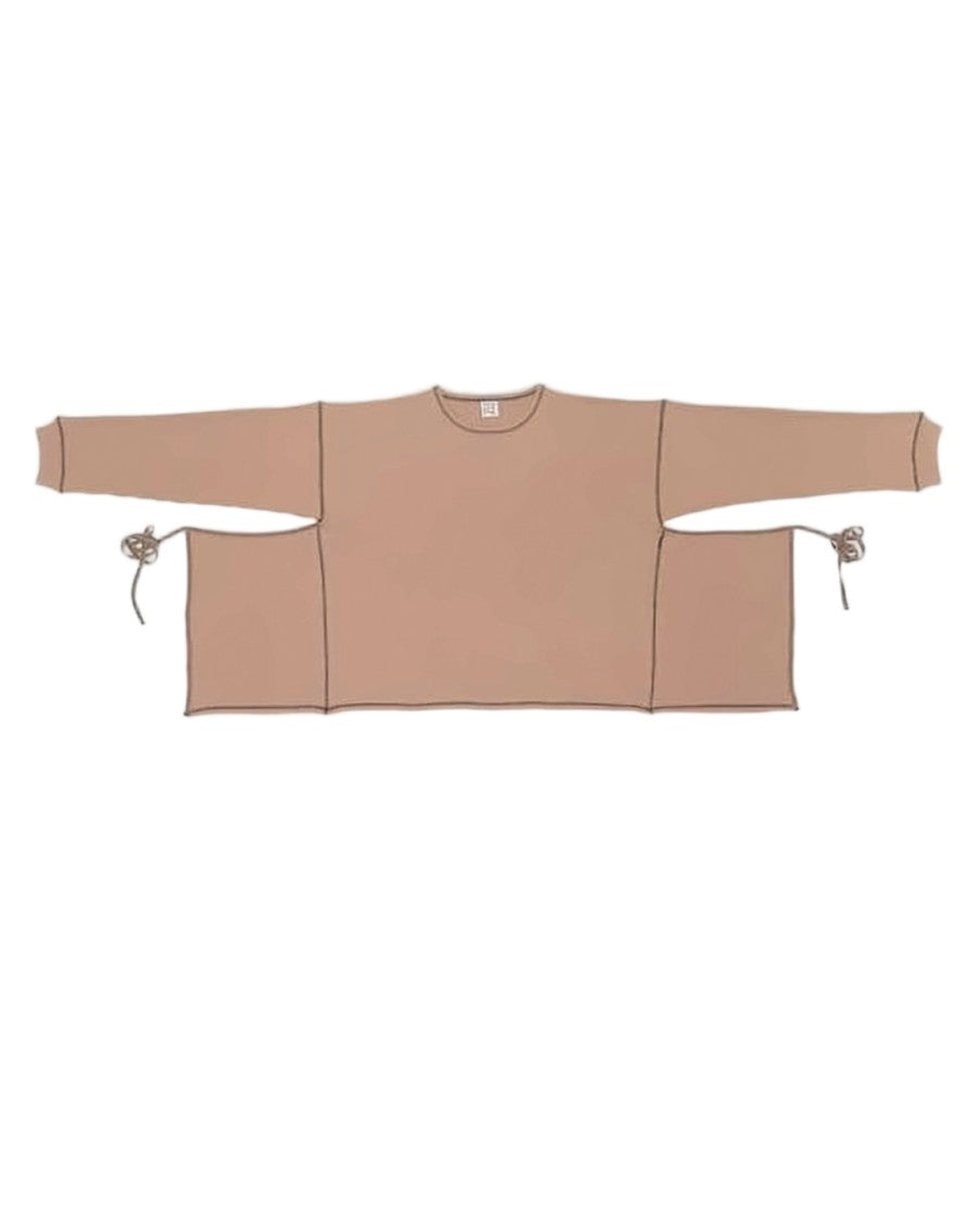 Baserange Relaxed Fit Brown Long-Sleeved Top With Tied Cuffs