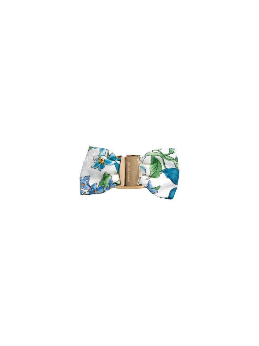 Ferragamo Light Blue Vara Silk Floral Hair Clip