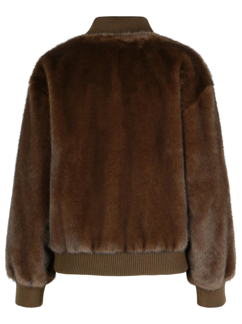 P.A.R.O.S.H. Brown Faux Fur Jacket