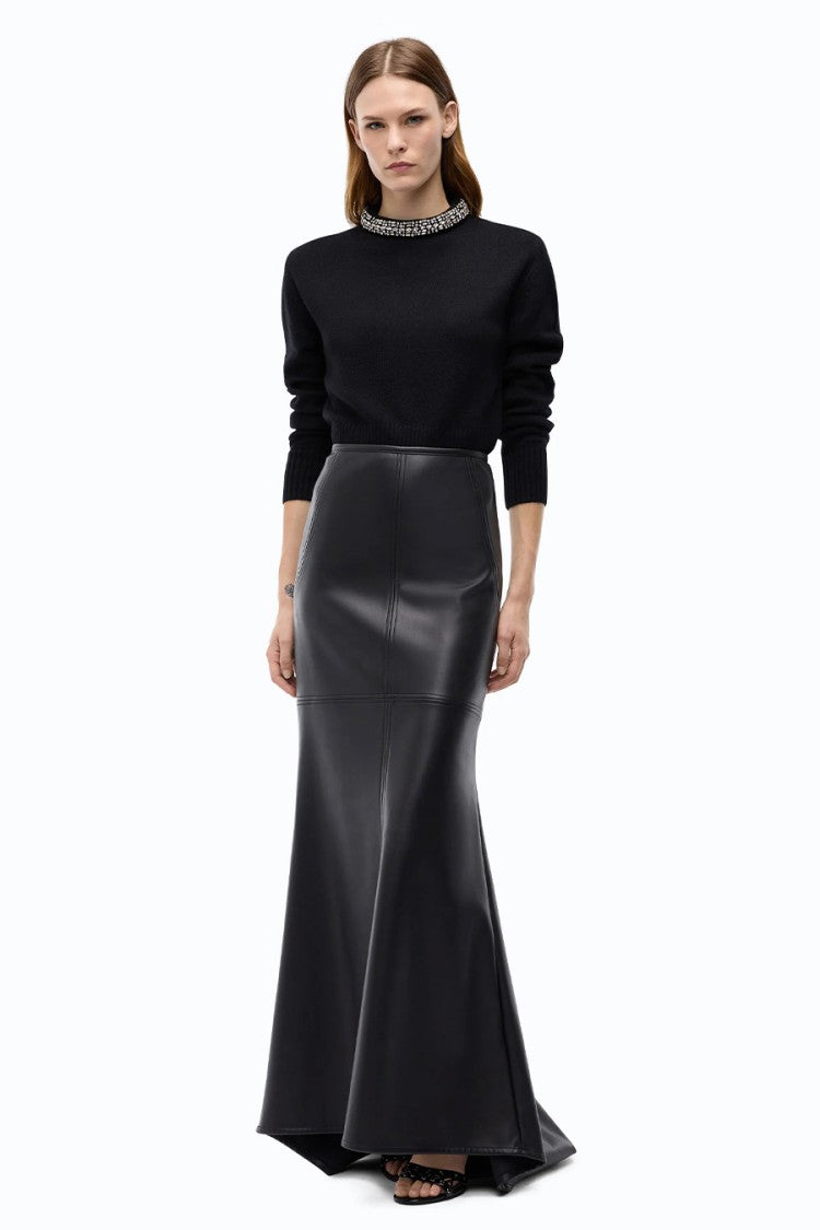 Pinko Black Crystal-Embellished Mock-Neck Sweater