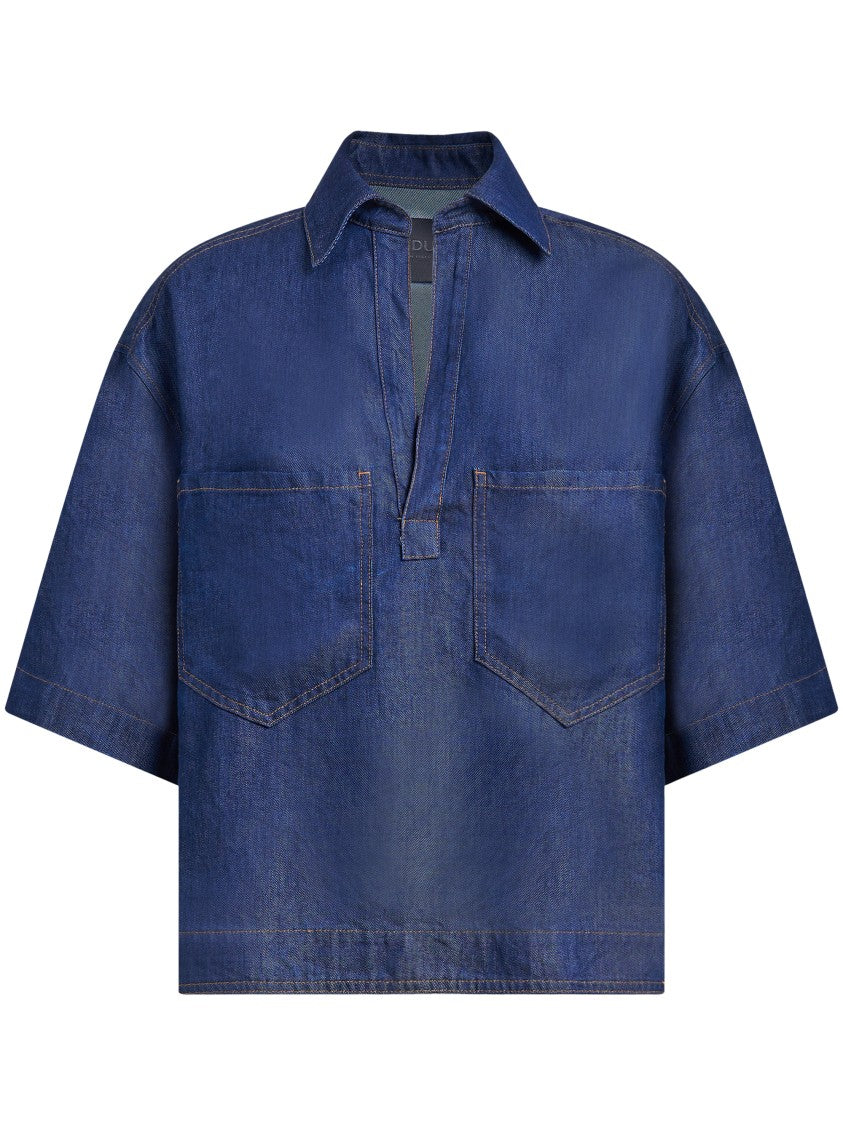 Dondup Relaxed Boxy Denim Shirt With Vintage Appeal