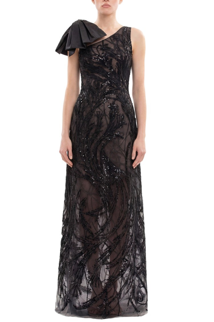 Saiid Kobeisy Asymmetrical Embroidered Dress With Bow