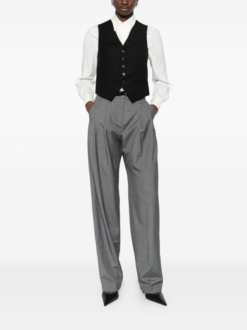 The Frankie Shop Black Tailored V-Neck Adjustable Vest