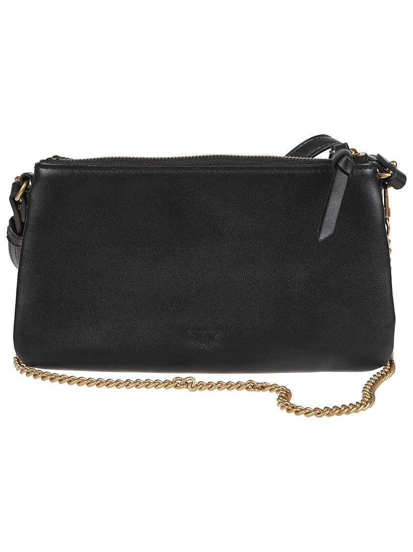 Pinko Double Mini Rectangular Calf Leather Shoulder Bag