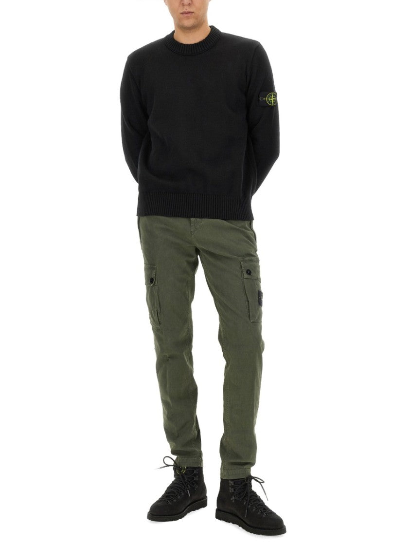 Stone Island Logo-Embellished Black Jersey