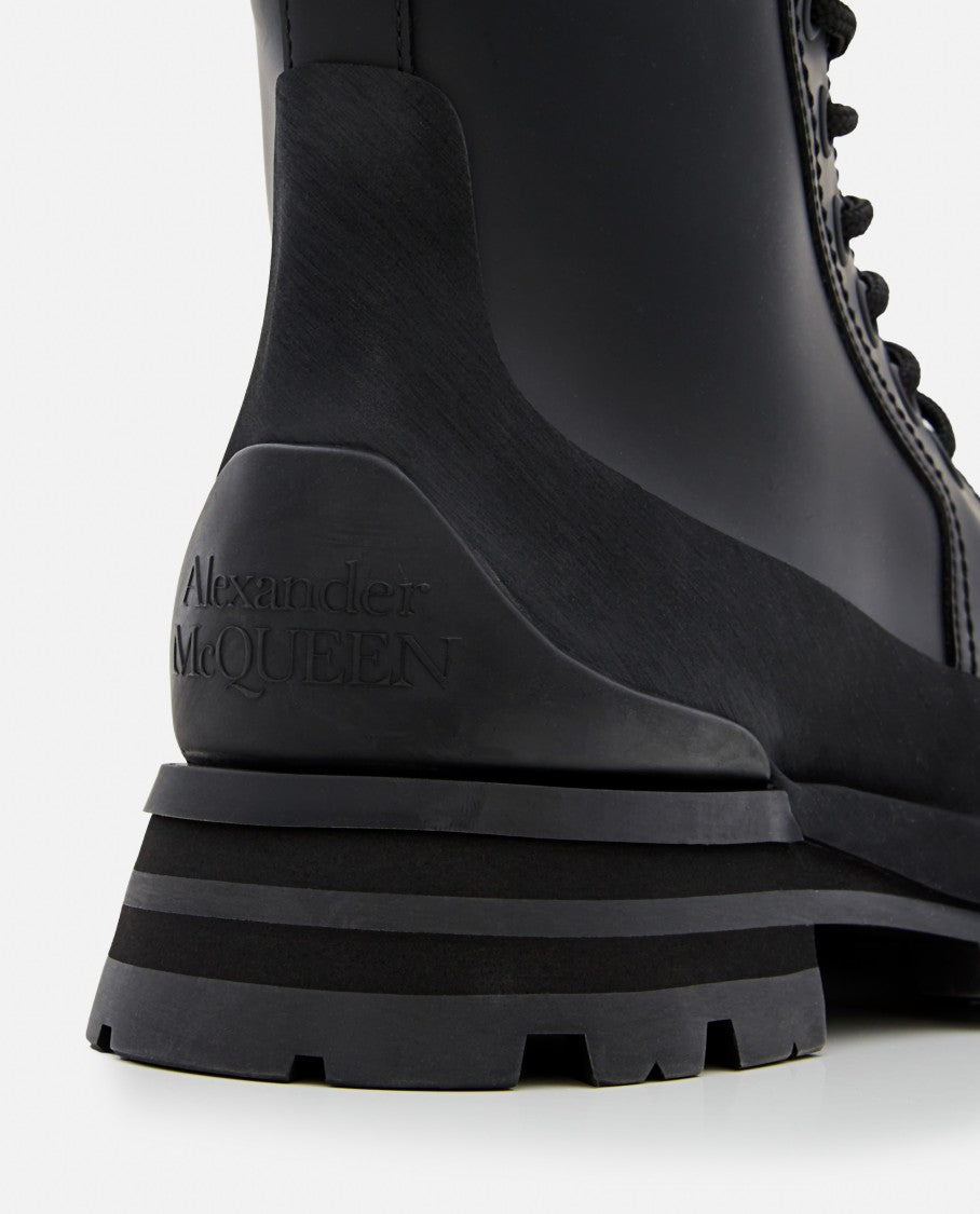 Alexander Mcqueen Black Lace Up Boots