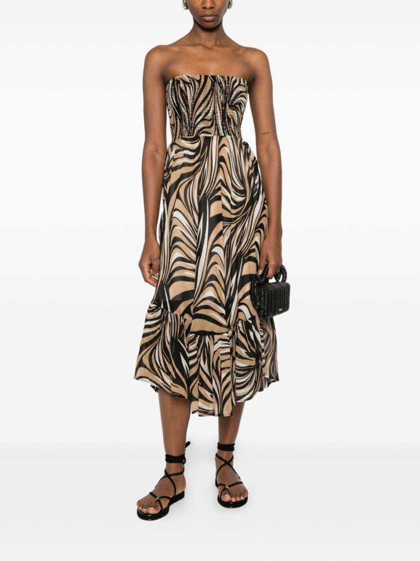 Twinset U&B Brown Animal Print Tiered Day Dress