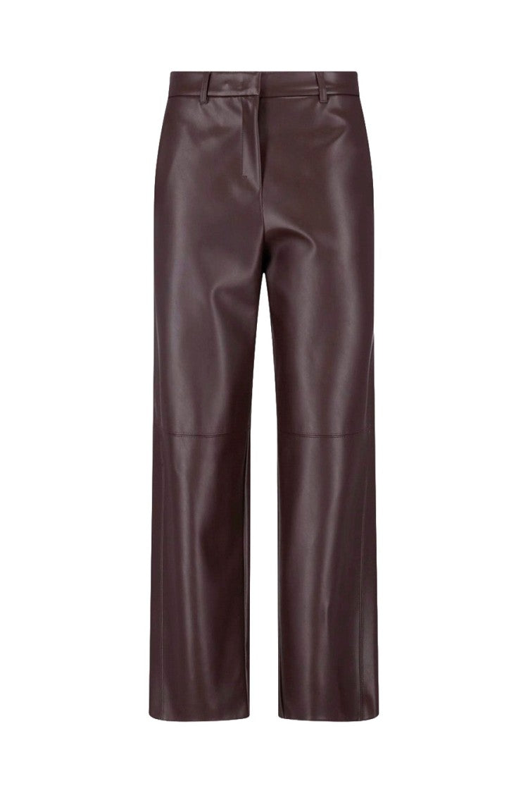 Max Mara Burgundy Smmsospiro Leather-Look Straight-Leg Pants