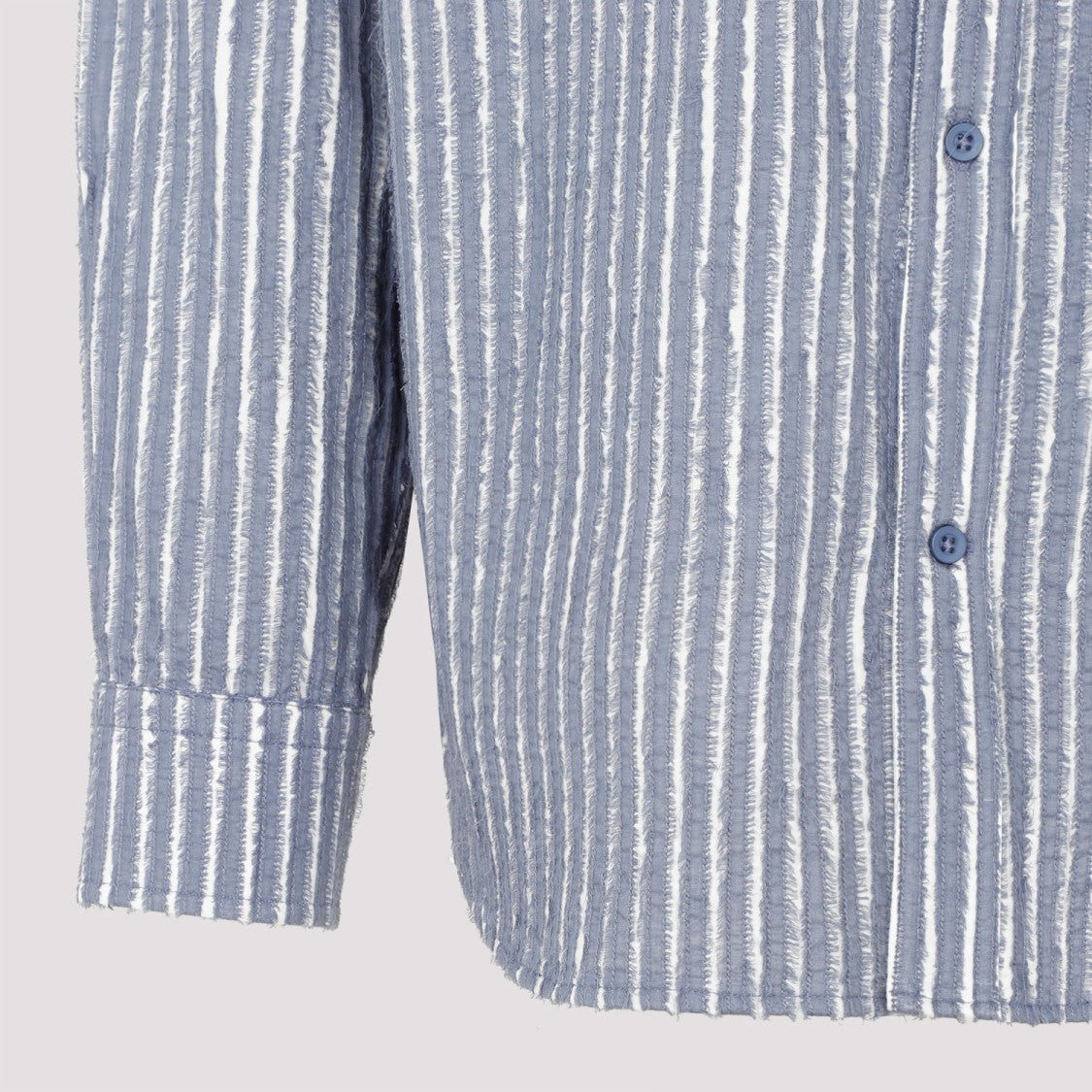 Craig Green Hand-Frayed Stripe Blue Chalk Cotton Shirt