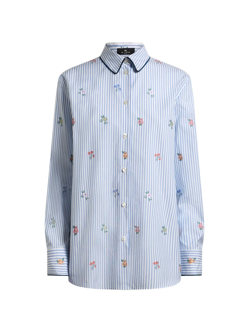 Etro Classic Button-Down Shirt With Floral Prints And Contrasting Trim