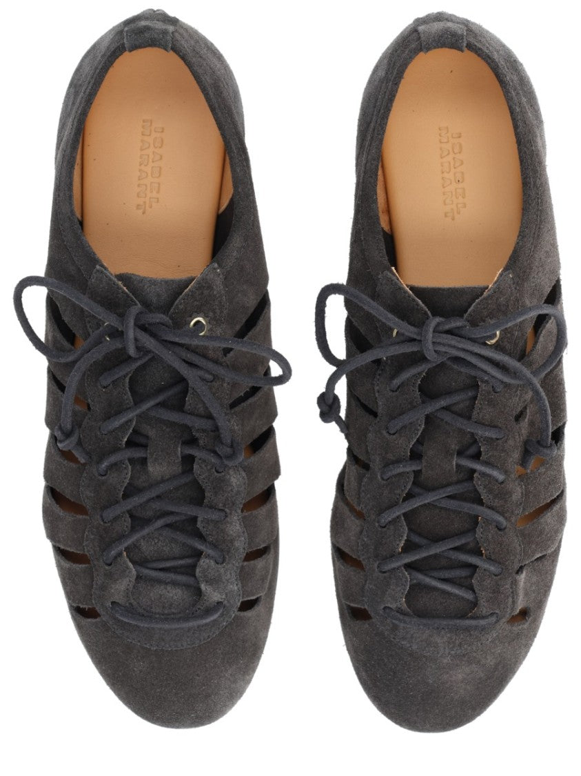 Isabel Marant Leyza Suede Texture Cut-Out Flats