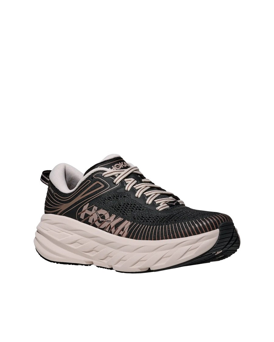 Hoka Black Rose Cream Bondi 7 Sneakers