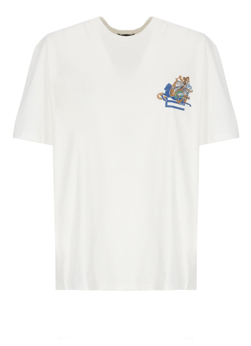 Etro White Cotton Pegasus T-Shirt