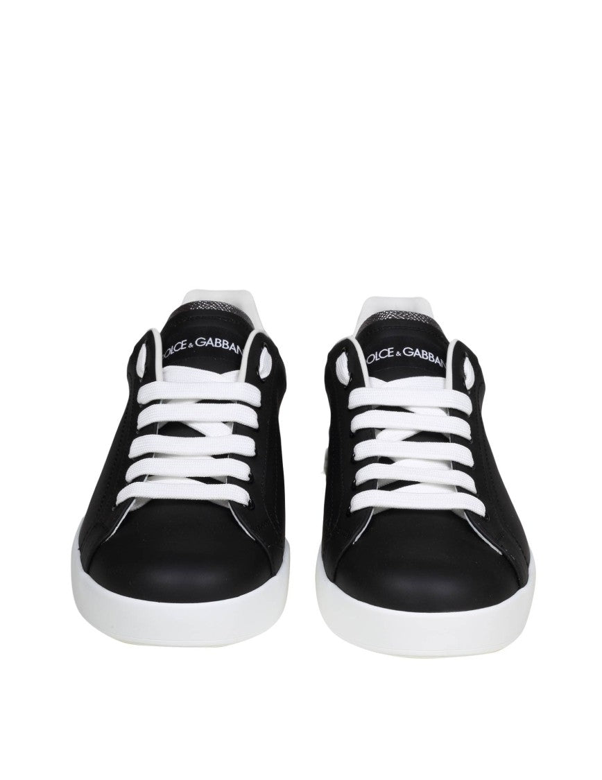 Dolce & Gabbana Black Leather Portofino Sneakers