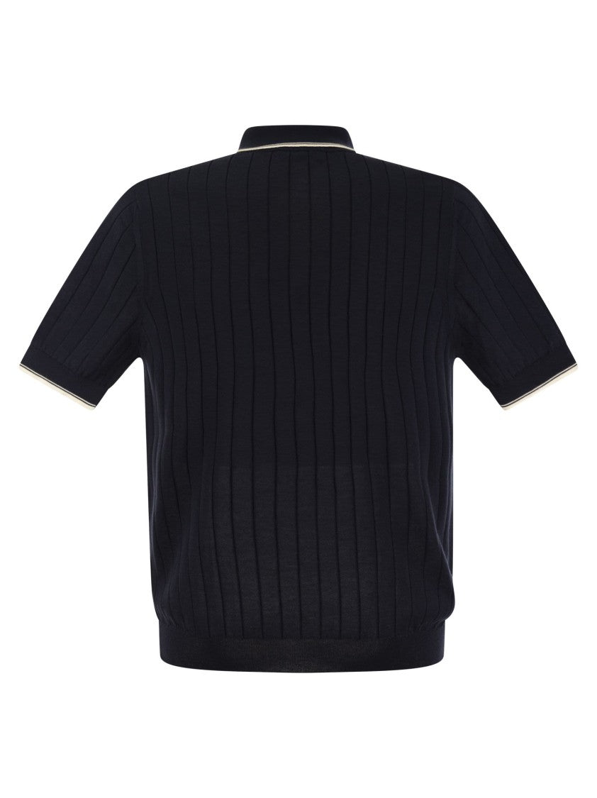 Peserico Polo Shirt In Pure Cotton Crepe Yarn
