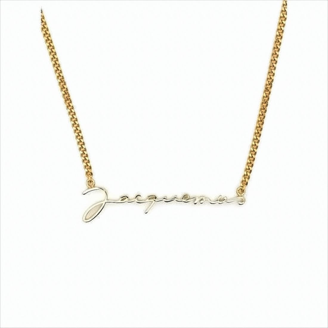 Jacquemus Gold Script Pendant Necklace From