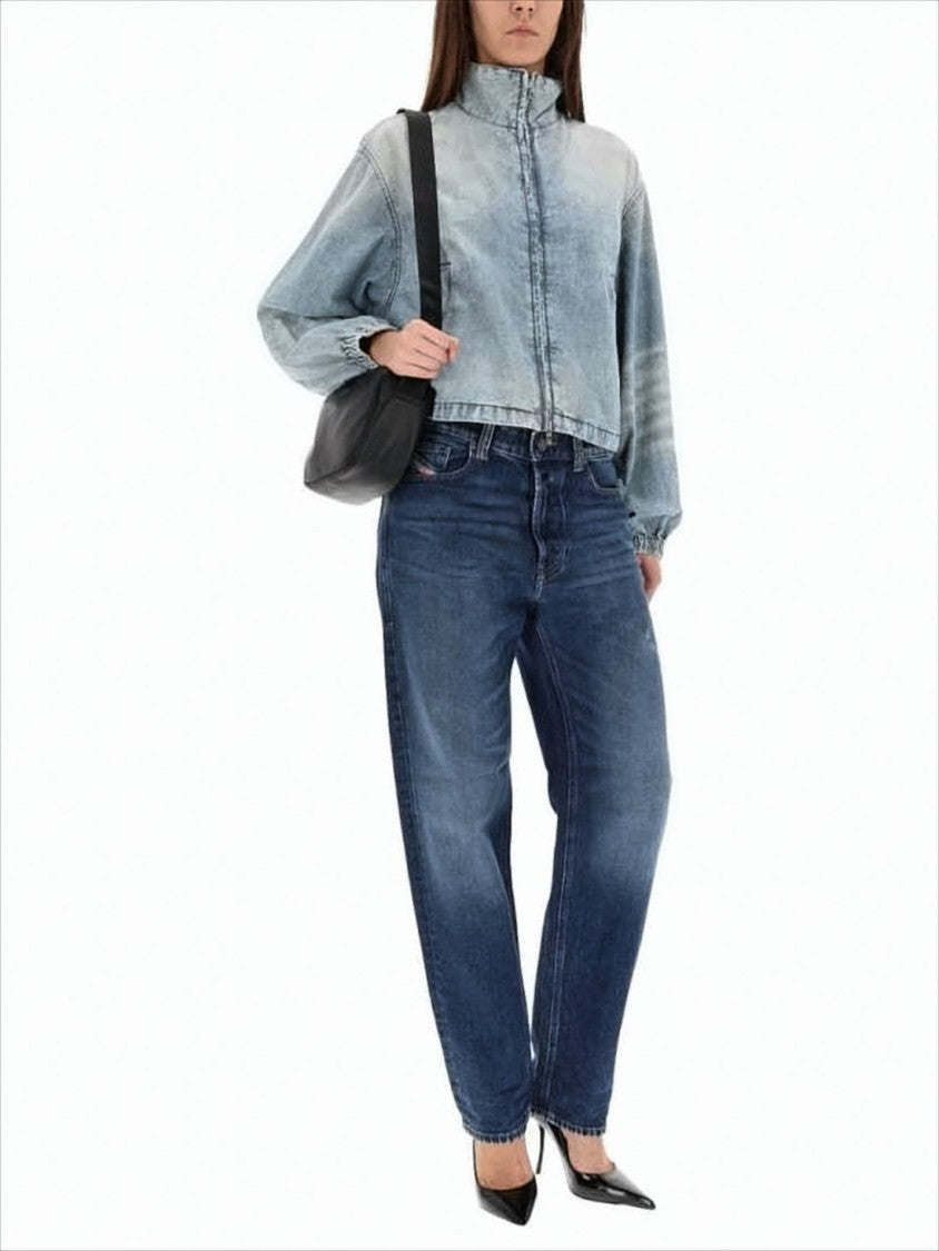 Diesel Cropped Denim Jacket With High Collar