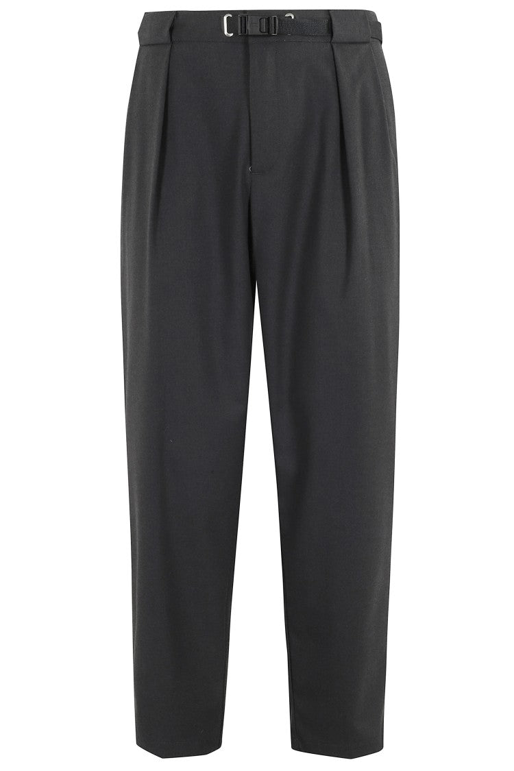 White Sand Relaxed Fit Pants With Adjustable Waistband