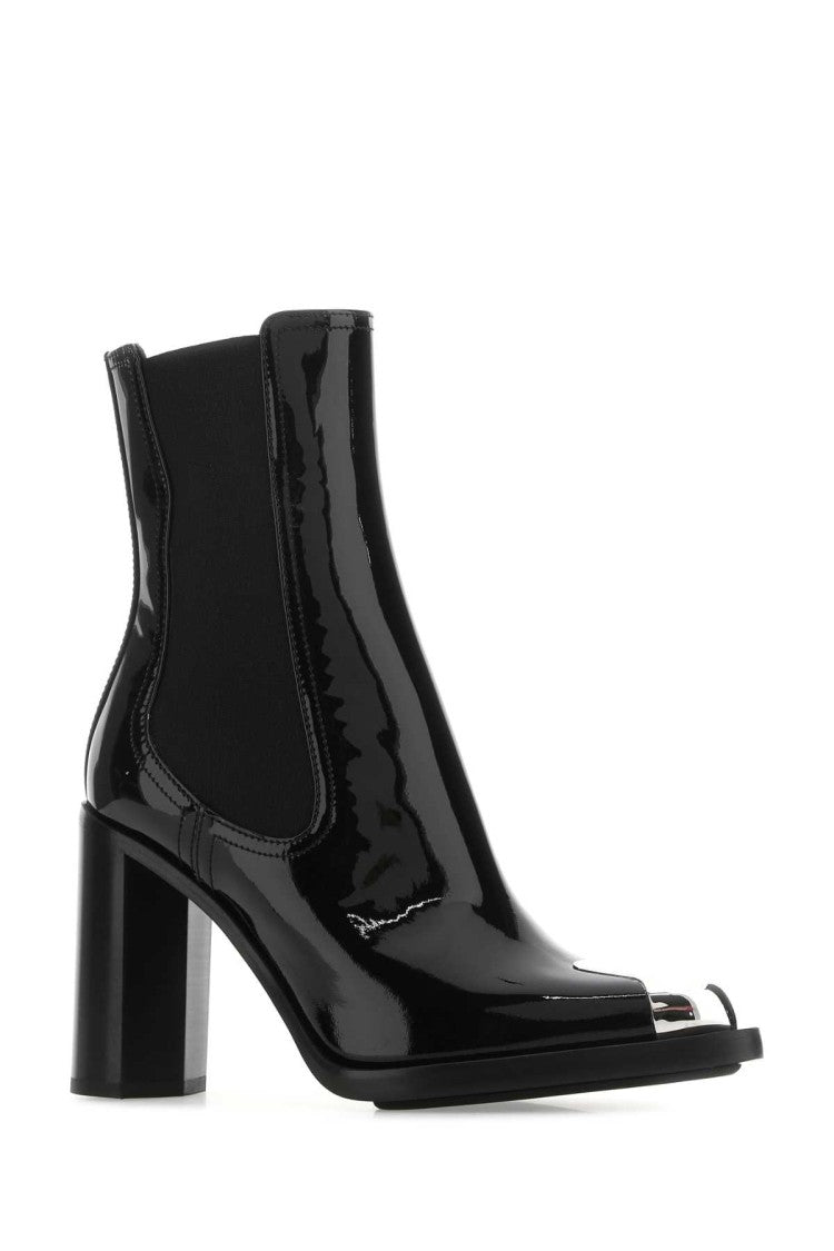 Alexander Mcqueen Black Leather Ankle Boots