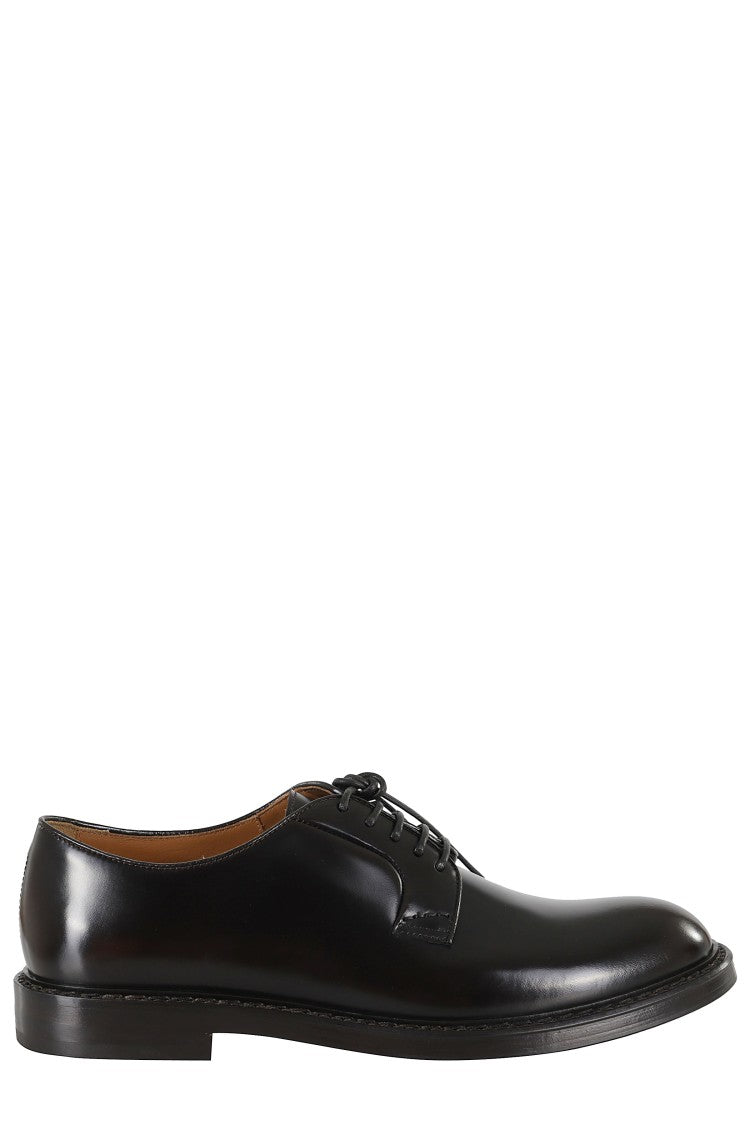 Doucal's Ebony Almond-Toe Leather Derby Loafers