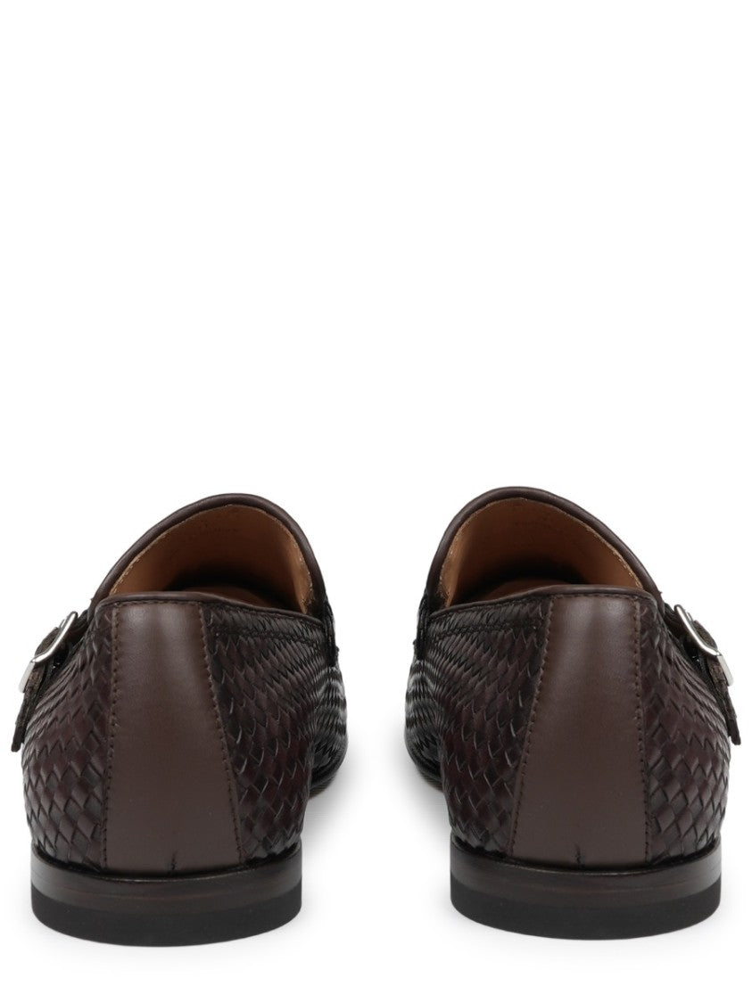 Mille885 Woven Leather Loafers With Double Silver Buckle Detail