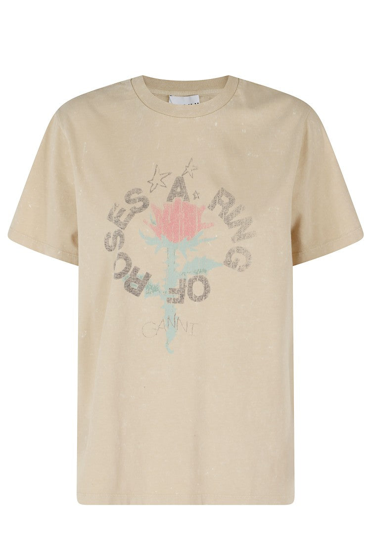 Ganni Safari Future Heavy Oversized Front-Print Cotton T-Shirt