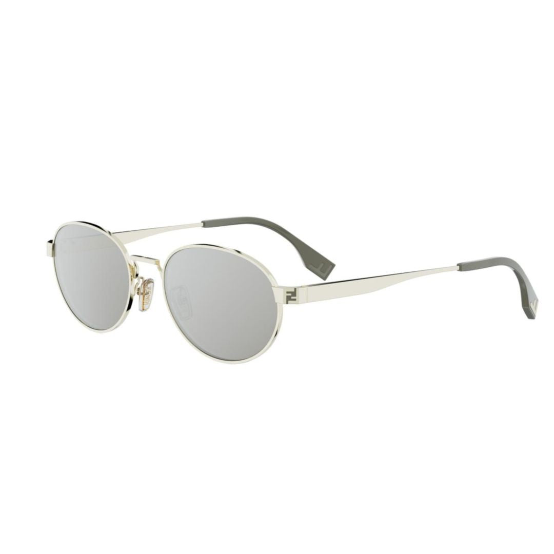 Fendi Fe40180u Round-Tinted Silver Metal Frame Sunglasses