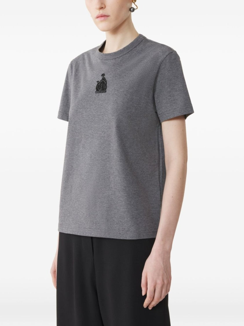 Lanvin Short-Sleeved Crew Neck Top With Embroidered Emblem
