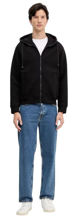 Armani Exchange Quilted Insert Black Hoodie Front Zipper