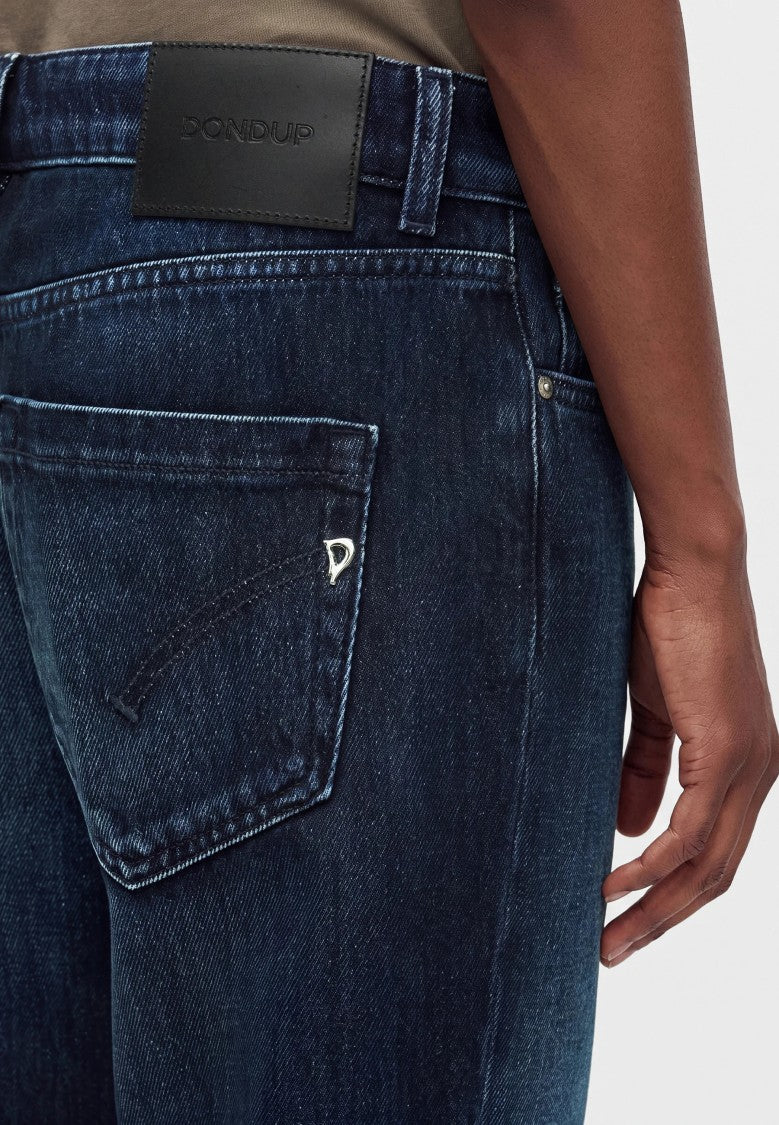 Dondup Relaxed Fit Tapered Cuffed Hem Indigo Jeans
