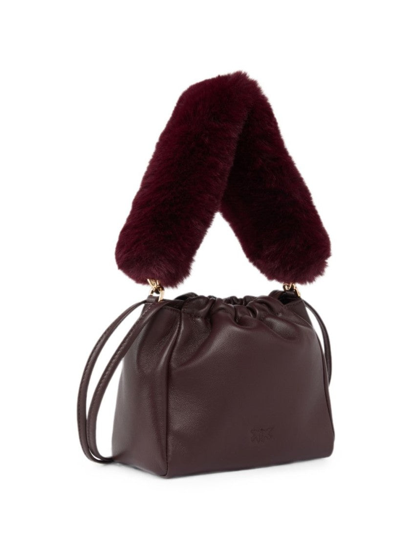 Pinko Structured Gathered Top Leather Shoulder Bag