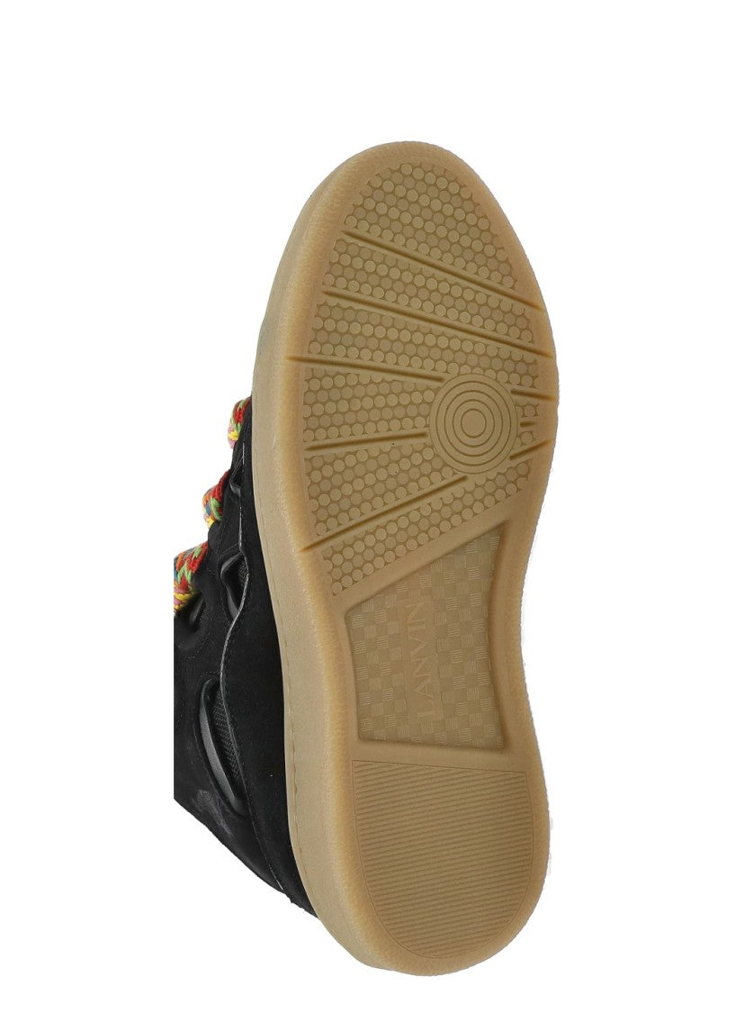 Lanvin Black Curb Laced Leather Sneakers