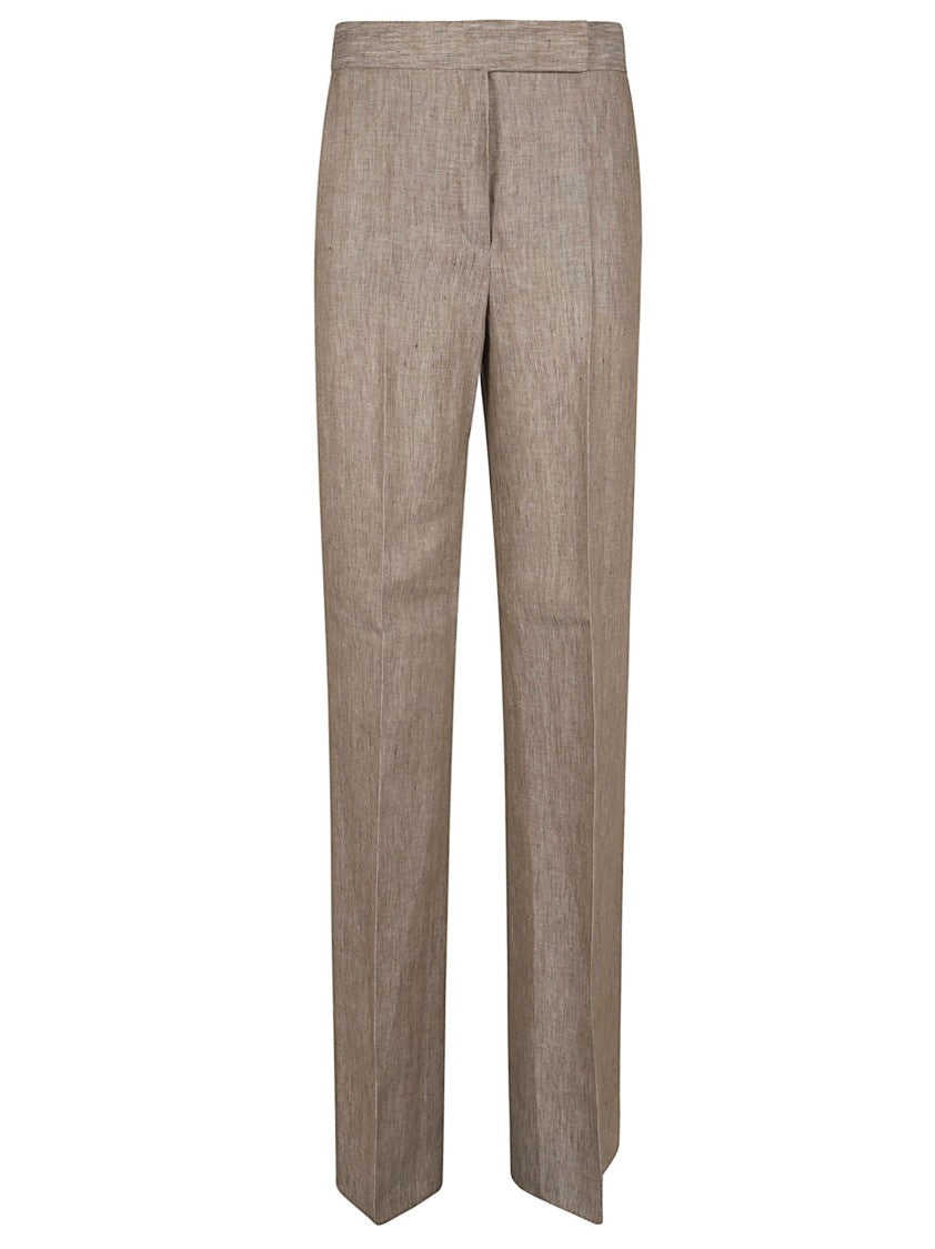 Max Mara Wide-Leg Palazzo Trousers With Herringbone Weave