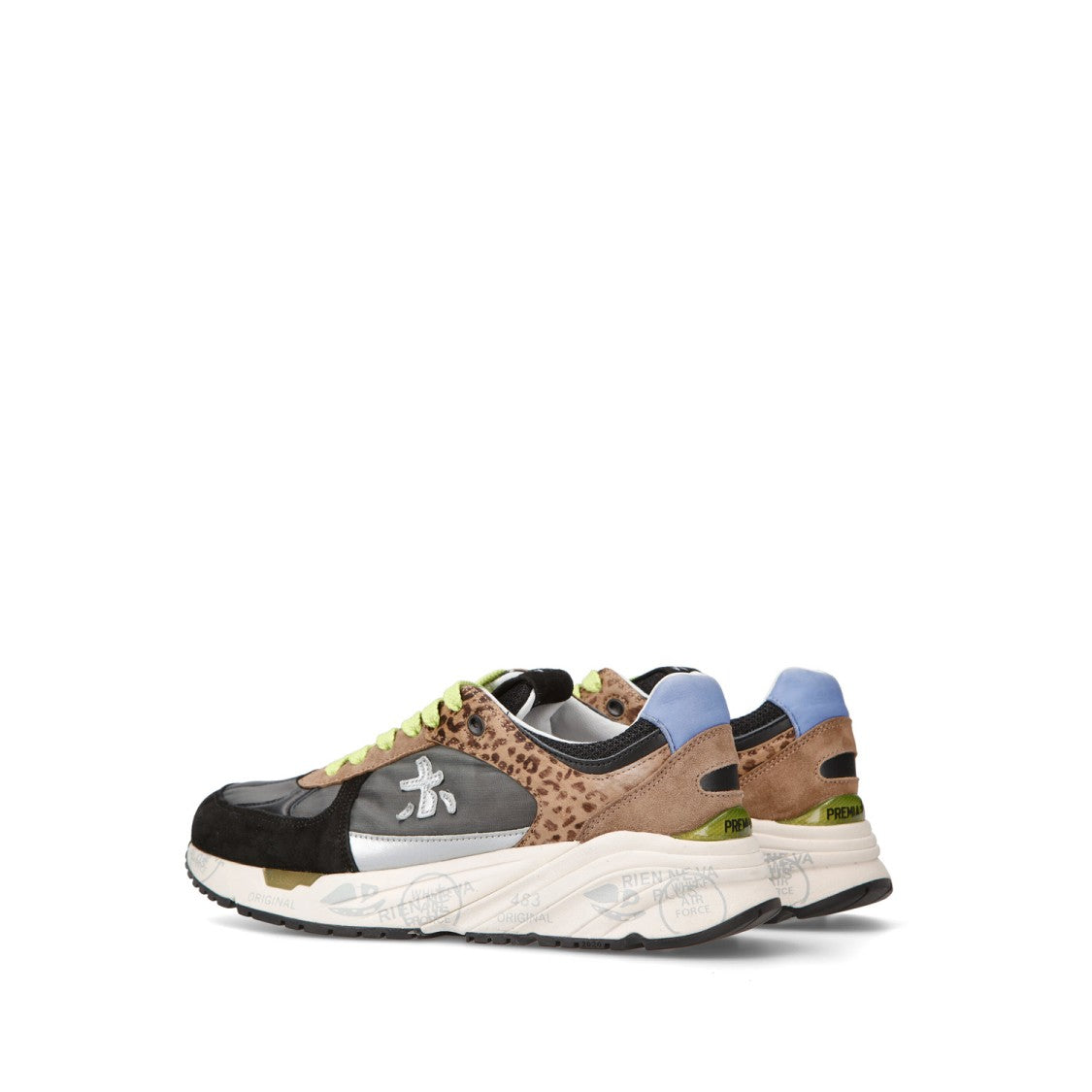 Premiata Black Suede And Gray Fabric Mased Sneakers