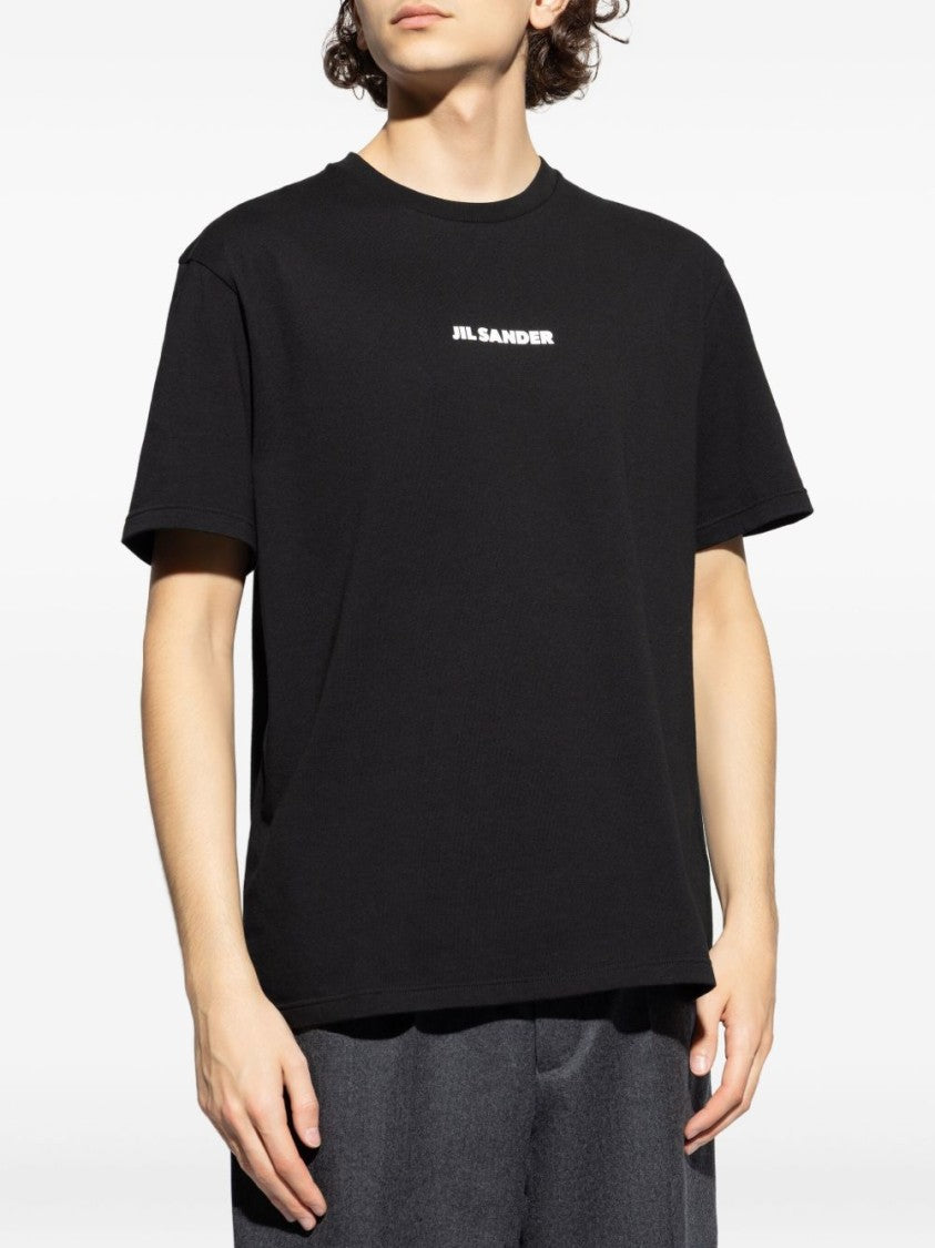 Jil Sander Black Cotton T-Shirt With Logo Detail
