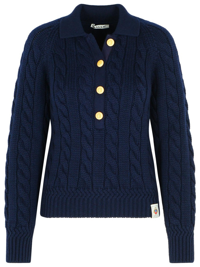 Bally Extrafine Navy Merino Wool Sweater