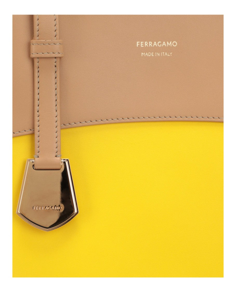 Ferragamo Medium Colorblock Leather Tote Bag With Detachable Pouch